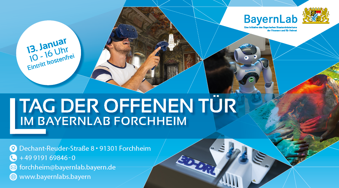 Veranstaltungsgrafik zum Tag der offenen Tür im BayernLab Forchheim